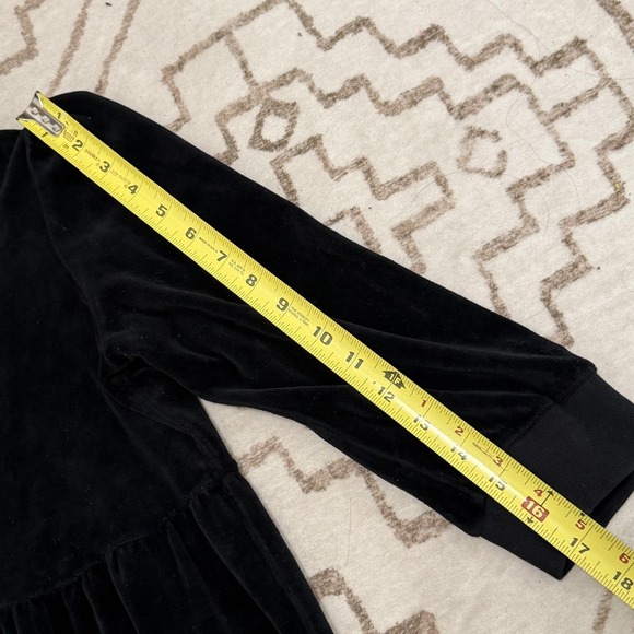 Juicy Couture Sweater Dress Womens Large Black Velour Cowl Neck Empire Waist - Picture 5 of 8